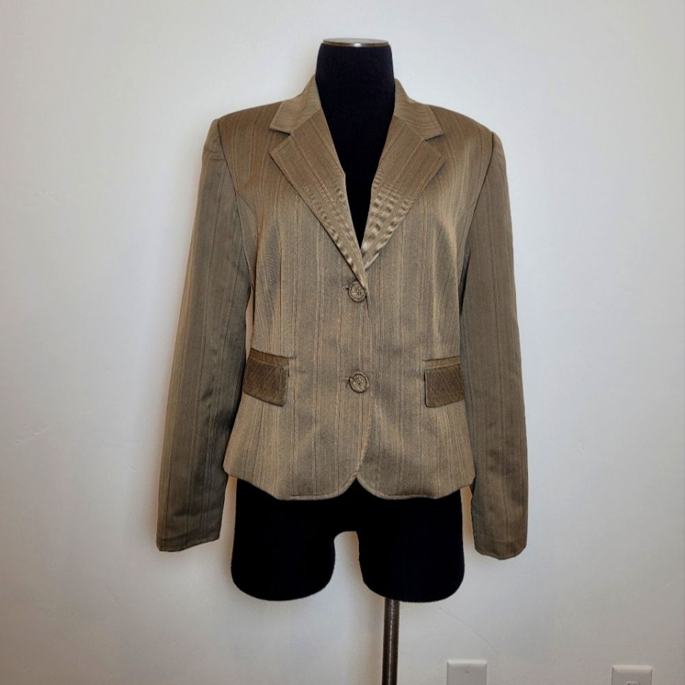 G.H. Bass Blazer Brown Pinstripe Schoolboy Office Y2K 90s Preppy Old Money 4